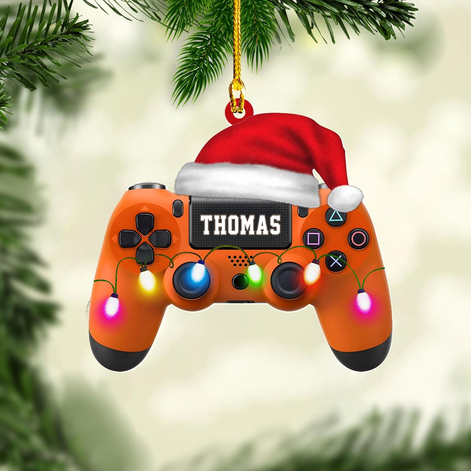 Artparel Personalized Gamer Ornament Custom Name Game Controller Ornament Shape Flat Computer Ornament for Gamer Gaming Ornament Gamer Christmas Ornament (GC1)