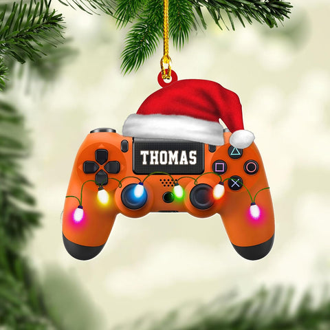 Artparel Personalized Gamer Ornament Custom Name Game Controller Ornament Shape Flat Computer Ornament for Gamer Gaming Ornament Gamer Christmas Ornament (GC1)