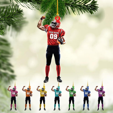 Artparel Personalized Football Ornament Customized Football Christmas Ornaments Football Ornament Christmas Hanging D��cor Gift for Football Fans Football Gifts Gift for Football Player (FB 8)