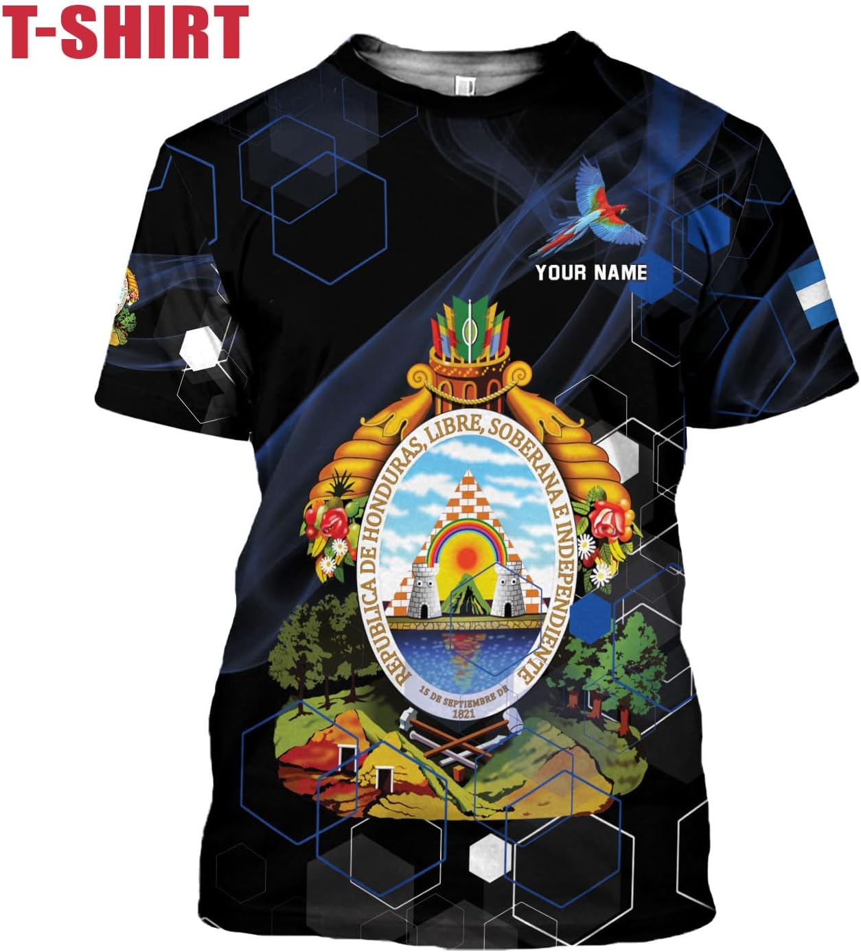 Mostprints Personalized Honduras Shirt 3D Camisa Honduras Hombres Honduras Shirts Men Women, Honduras Tshirt Honduras t Shirt (Multi 5)