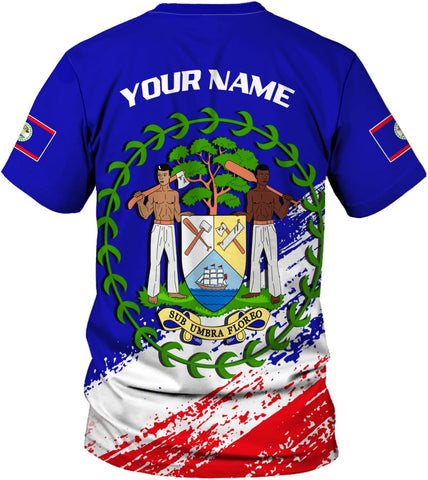 Artparel Personalized Belize Shirt Coat of Arms of Belize Flag Shirts Belizean Country Flag Gift T-Shirt Belizean Shirt S-5XL