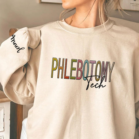 Custom Phlebotomy Technician Embroidered Sweatshirts, Phlebotomy Tech Hoodie, Phlebotomy T-shirts Gift For New Phlebotomist