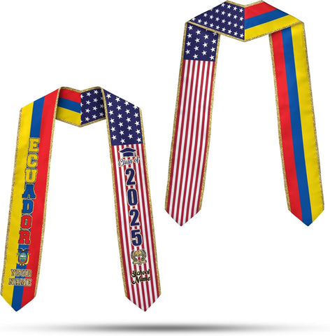 Pretyprints Ecuador Graduation Stole, Ecuadorians American Flag Graduation Sash 2025, Ecuadorians Graduation Sash