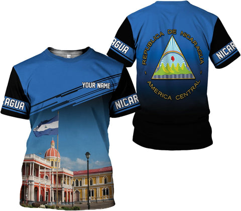 Vybonz Personalized Nicaragua Shirt 3D, Nicaragua Flag Shirts, Nicaraguan Camisas T-Shirt, Nicaragua Shirts for Men Women