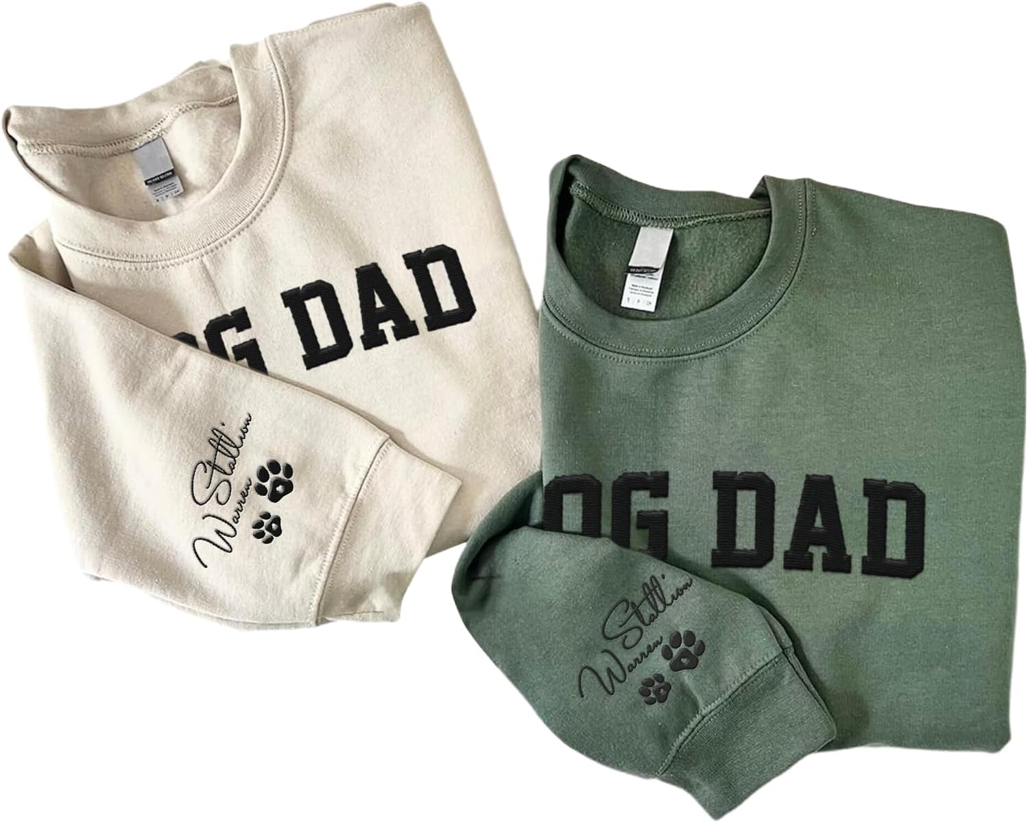 Personalized Embroidered Dog Dad Crewneck Sweatshirt, Custom Dog Dad Sweatshirt, Proud Dog Dad Shirts Gift for Men (Cotton + Polyester, SS1)