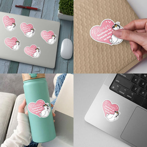 Please Hesitate to Reach Out 3" Sticker, Funny Anti Social Goose Pink Heart Romantic Gift Please Hesitate to Reach Out Stickers Mental Health Car Decal for Laptop Water Bottle Toolbox Phone Case