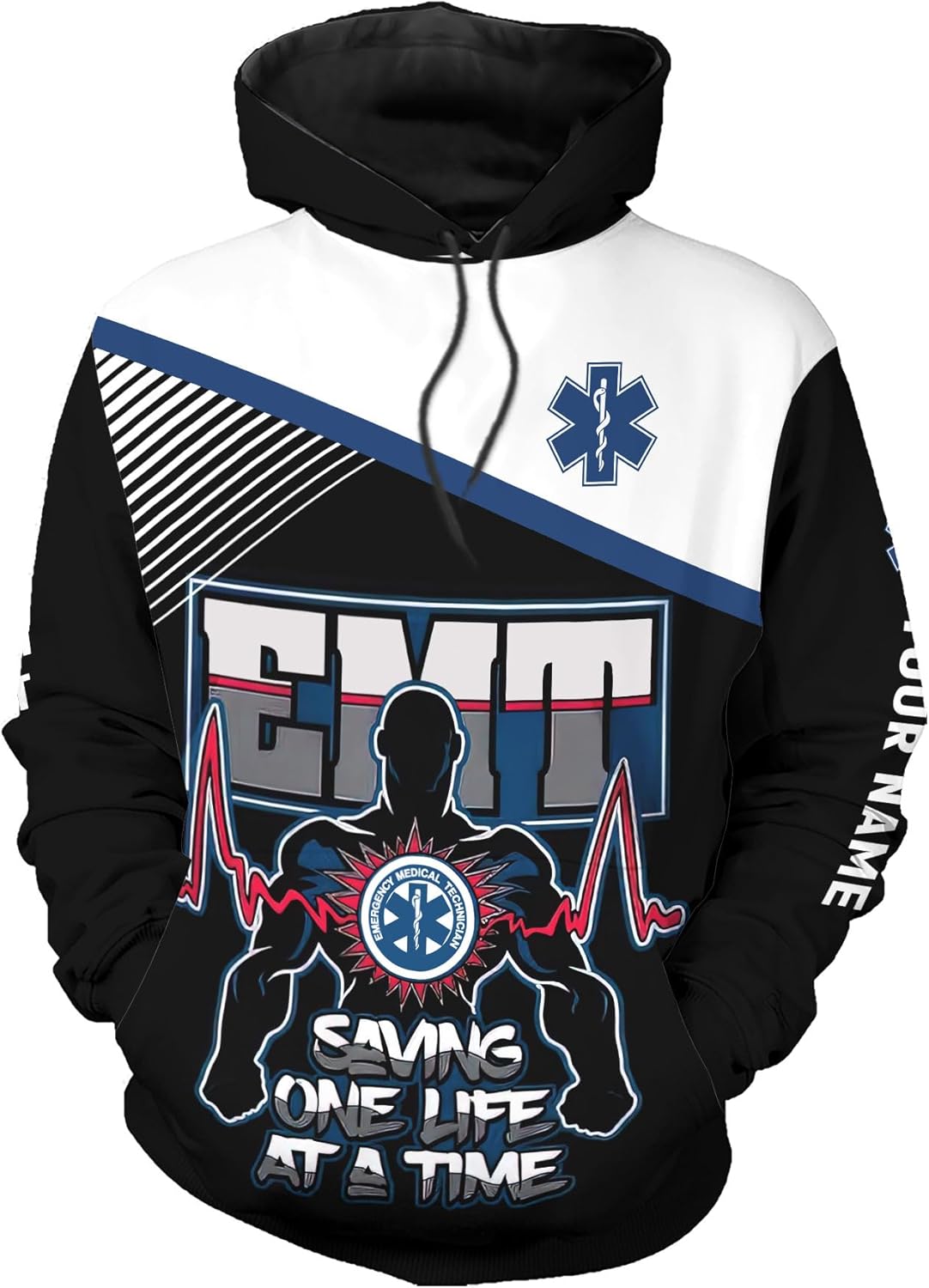 Leeprints Personalized EMT Hoodie EMS Sweatshirt Custom EMS Zip Hoodie Paramedic Uniform Emergency Medical Technician Shirts