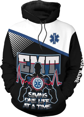 Leeprints Personalized EMT Hoodie EMS Sweatshirt Custom EMS Zip Hoodie Paramedic Uniform Emergency Medical Technician Shirts