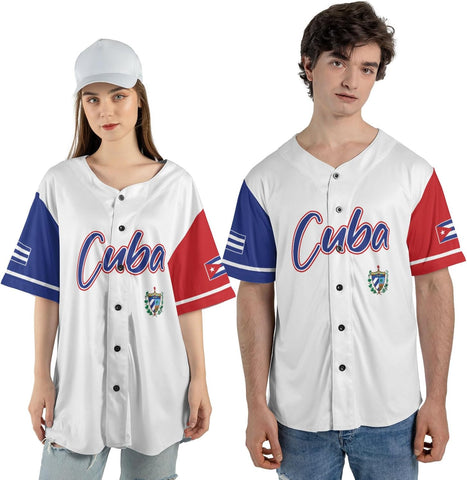 Personalized Cuba Baseball Jersey Shirt, Cuba Flag Jersey, Cuban Jersey for Men and Women, Cuba USA Flag T Shirt