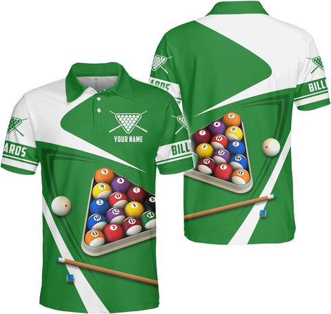 Personalized 8 Ball Polo Shirt, Billiard Shirt Custom Billiard Player 3D Print Shirts for Men Women Teams Pool (Polyester, PL25)