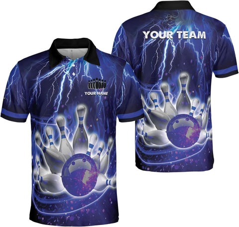 Ligthuy Personalized Name Bowling Polo Shirts 3D for Men and Women, Bowling Shirt, Bowling Shirts for Men Team Bowling Shirt