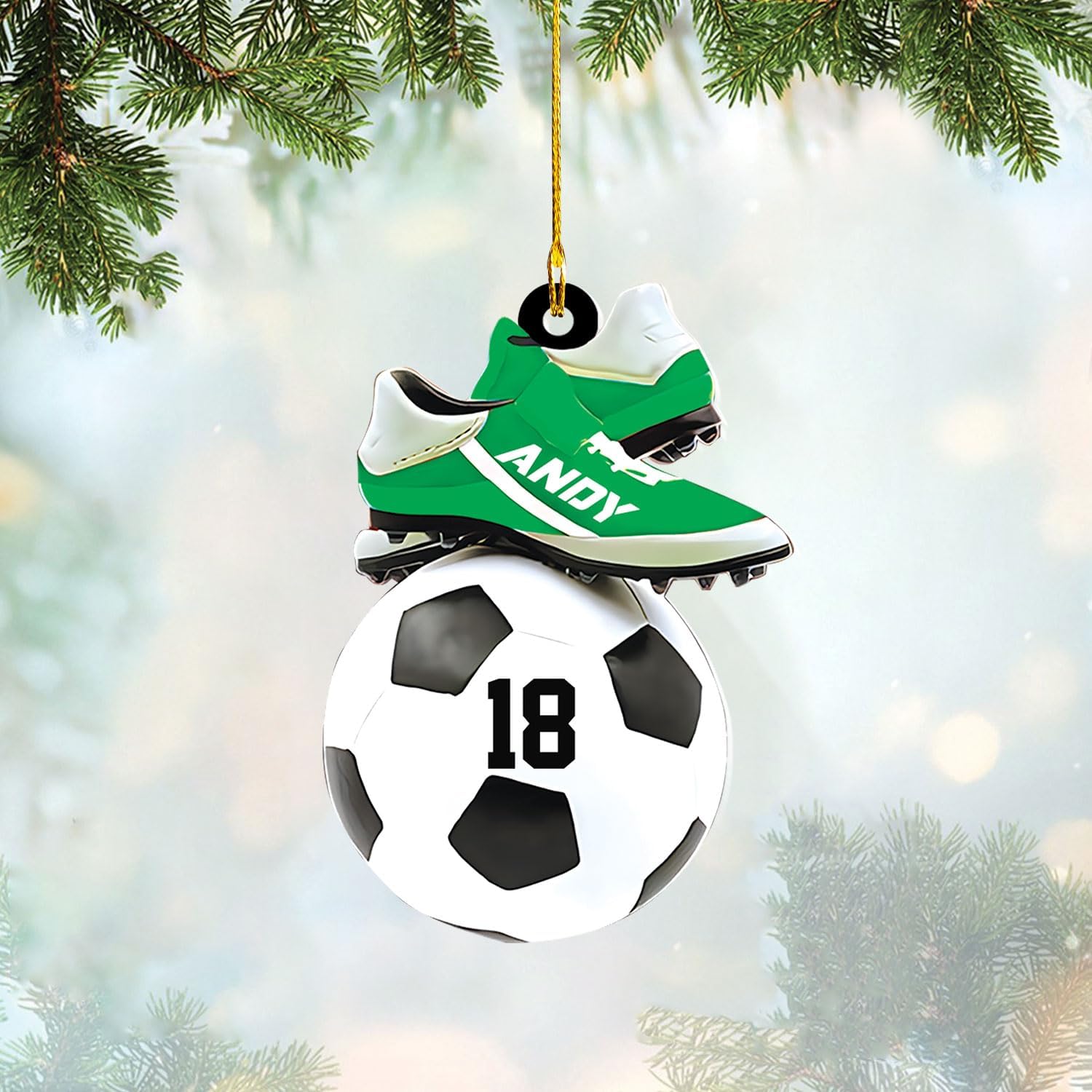 mostprints Personalized Soccer Christmas Ornament, Soccer Ornament for Boys, Soccer Team Ornaments, Gifts for The Soccer Player, Soccer Player Ornament, Soccer Gift Tree Hanging (SC10)