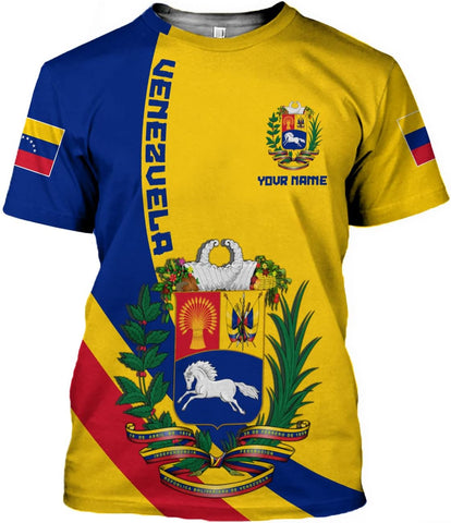 Royal Fight Personalized Coat of Arms Shirt with Venezuela Flag - Pride Shirts for Men & Women