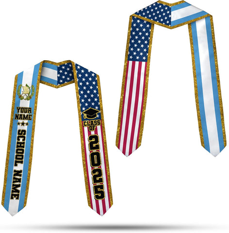 Custom NAME Guatemalan American Graduation Stole 2025, Guatemala Graduation Sash, Grad Accessories
