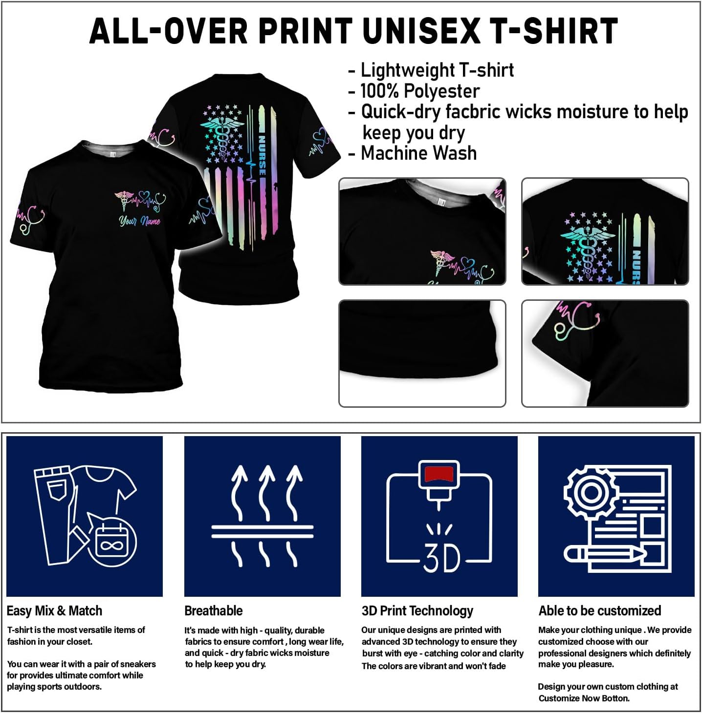 MoonArt Personalized Name Nurse Shirt Nurse Gifts Nurse Graduation Gift Funny Nurse T-Shirt Gift Nursing Emergency Shirts