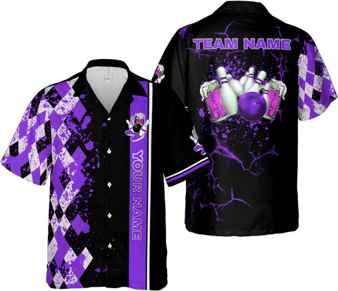 Pretyprints Custom Bowling Hawaiian Shirt 3D Men Women Personalized Button Down Short Sleeve Team Gifts Lover