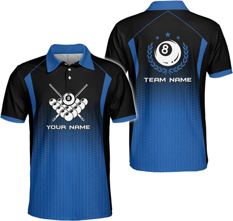 Personalized 8 Ball Polo Shirt, Billiard Shirt Custom Billiard Player 3D Print Shirts for Men Women Teams Pool (Polyester, PL27)