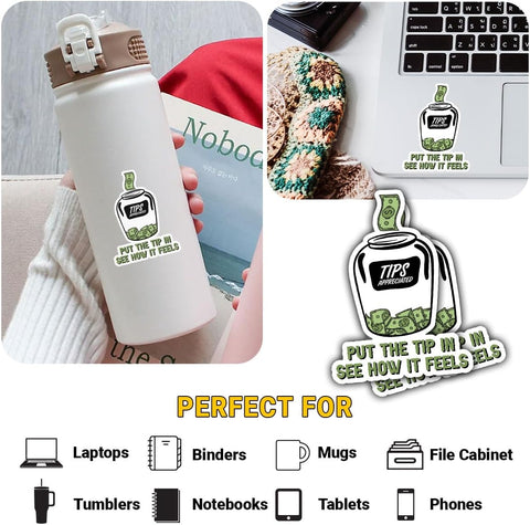 (3PCS) Put The Tip in See How It Feels Sticker, Tip Jar Stickers 3 Inch – Labels for Tip Jars, Bartender Waiter Waitress Cafe Restaurant Bar Vinyl Decal for Shops Water Bottles Laptop Phone 3 Inch