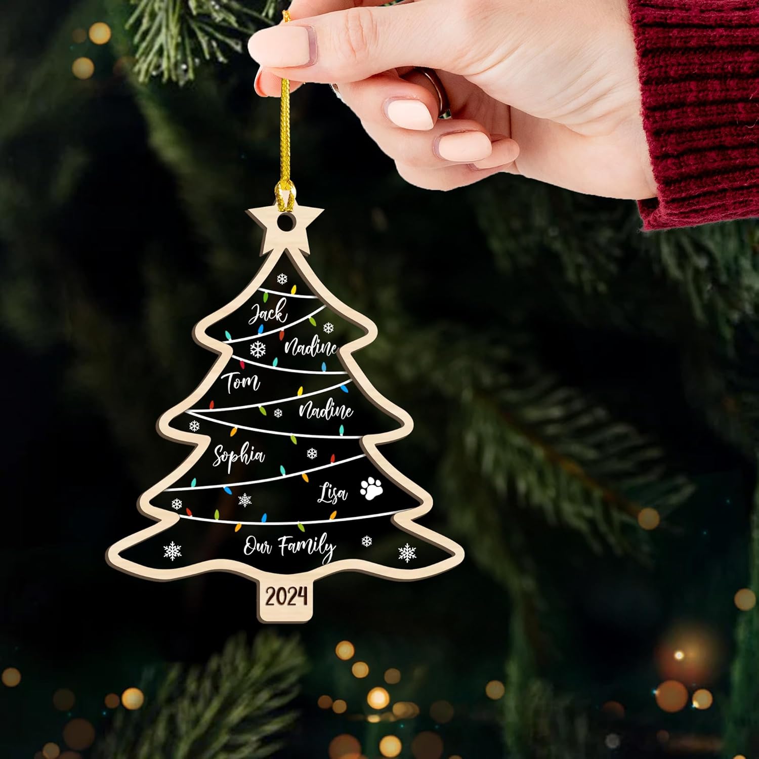 Personalized 2024 Kids Christmas Tree Ornament, Family Christmas Ornament, Family with Kids Name Christmas Ornament 2024 Xmas Tree Decorations, Custom Family Christmas Tree Ornament 2024 (KT 4)