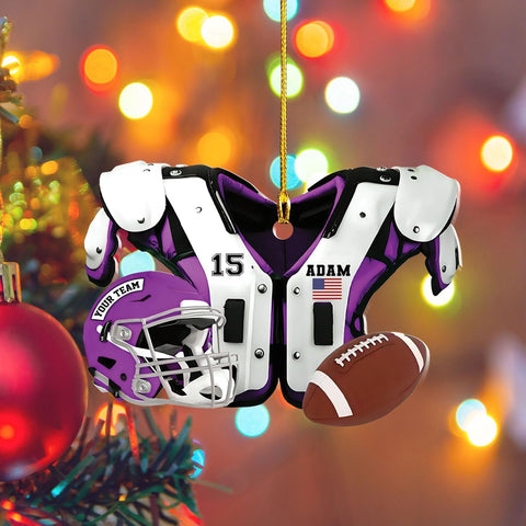 Personalized Football Ornaments 2024, Custom Football Ornament for Tree, Football Christmas Ornaments Football Ornaments for Tree Football Helmet Ornament Football Pad Gift for Football Player (FN1)