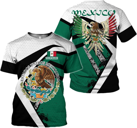 Mostprints Personalized Name Mexican Shirts for Men 3D Customized Mexico Shirts for Men Mexico Shirts for Women Mexico Shirt