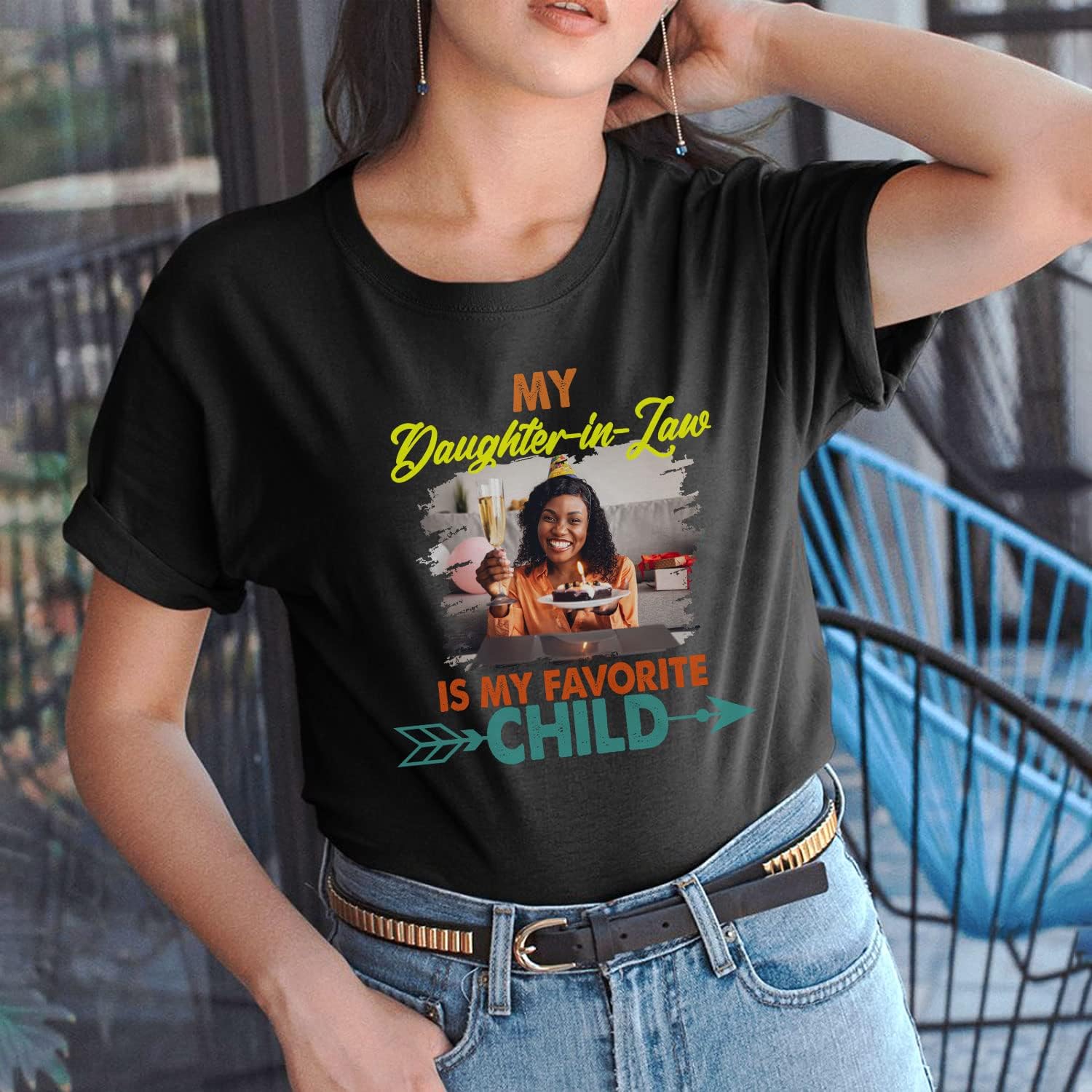 HomeDesign Personalized My Daughter in Law is My Favorite Child Shirt, Daughter in Law Tshirt Favorite Child is My Daughter