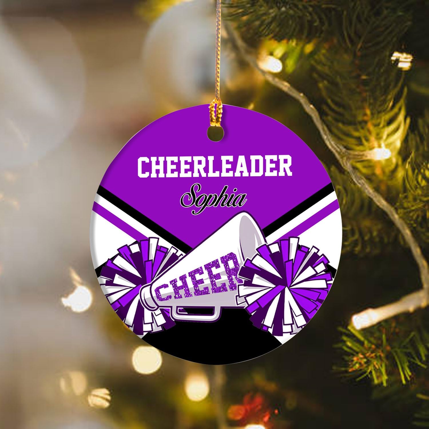 MAPrints Personalized Cheerleader Christmas Ornament 2024, Cheerleading Stuff Ornament, Cheer Captain Ornament, Cheer Girl Dancer Cheerleading with Real Red Pompom Ornament for Xmas Tree (Cheer 6)