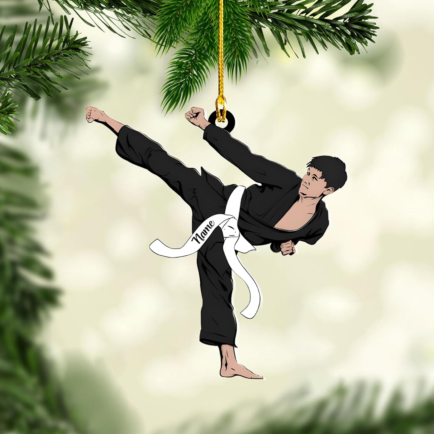 Personalized Karate Ornament, Personalized Karate Uniform Acrylic Shape Flat Ornament, Custom Karate Ornament, Gifts for Karate Lovers, Karate Christmas Ornament (Style 2)