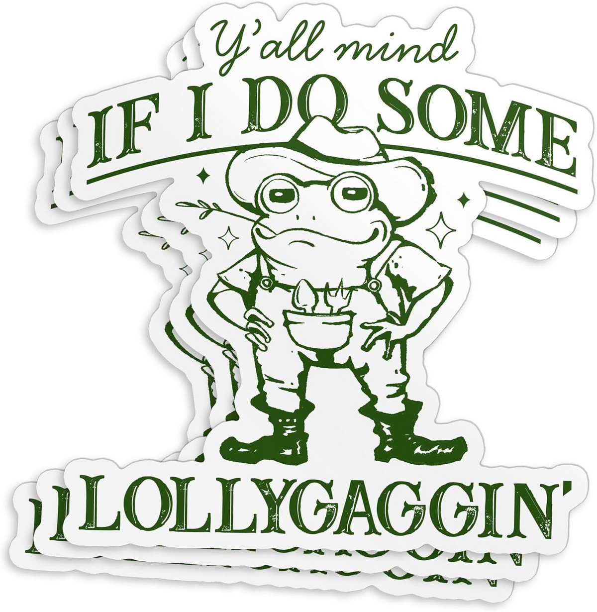 3Pcs Funny Cowboy Frog  If I do some Lollygagging Sticker, Waterproof Vinyl Stickers for Laptop Kindle Car Tumbler Mug Phone Notebook