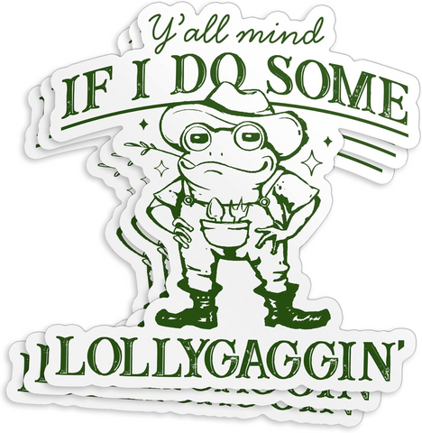 3Pcs Funny Cowboy Frog  If I do some Lollygagging Sticker, Waterproof Vinyl Stickers for Laptop Kindle Car Tumbler Mug Phone Notebook