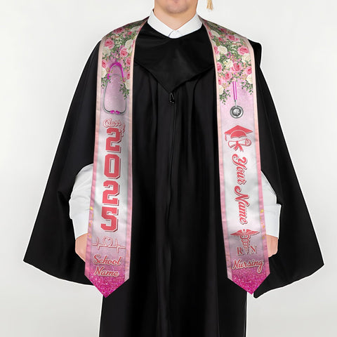 Pretyprints Custom Nurse Sash Graduation, RN Graduation Stole Gifts for Friends Nursing Student Senior Class Of 2025