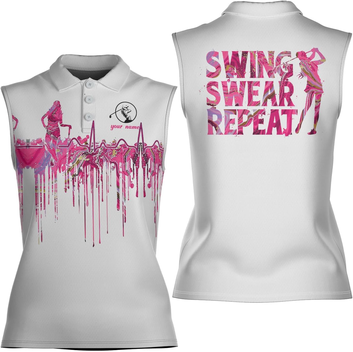 Podagree Personalized Golf Polo Shirts for Women Sleeveless with Collar, Funny Shirts for Women, Ladies Sleeveless Golf Shirt
