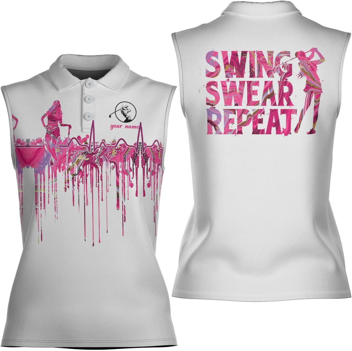 Podagree Personalized Golf Polo Shirts for Women Sleeveless with Collar, Funny Shirts for Women, Ladies Sleeveless Golf Shirt