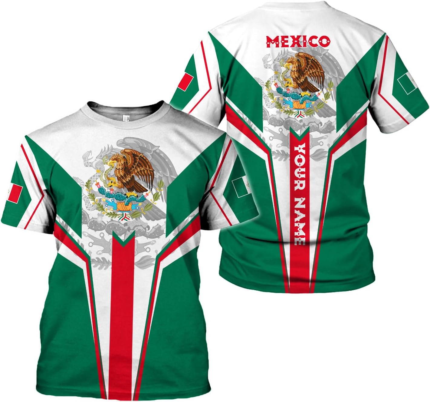 RoyalBro Personalized Mexico Shirt, Camisas de Mexico Customized Mexican Shirts Mexican Flag Mexico 3D Shirt for Men Women