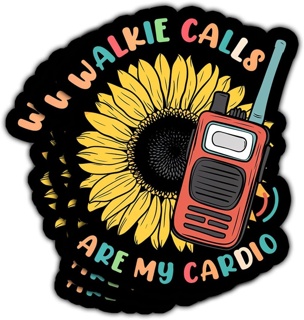 3Pcs Walkie Calls are My Cardio Sticker Teacher Education Stickers Funny School Admin Stickers Walkie Talkie Calls Funny Sticker Walkie Decal for Laptop Bottle Phone Car Hard Hat Helmet 3"x3"