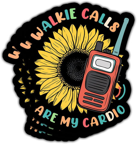 3Pcs Walkie Calls are My Cardio Sticker Teacher Education Stickers Funny School Admin Stickers Walkie Talkie Calls Funny Sticker Walkie Decal for Laptop Bottle Phone Car Hard Hat Helmet 3"x3"