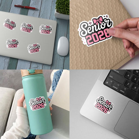 3Pcs Senior 2026 pink Sticker 3inches, Class of 2026 Sticker, High School College Gift for Notebook Scrapbook Stickers for Laptop Water Bottle Phone Case