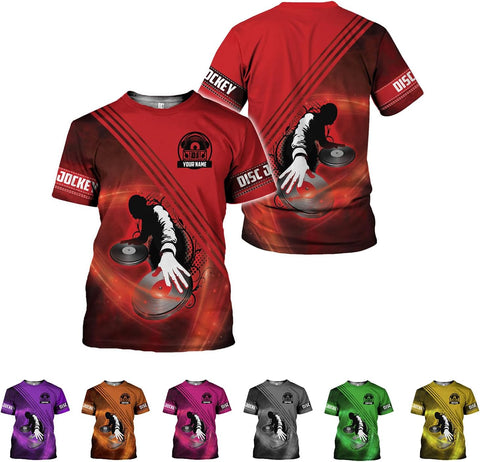 AOVL Personalized DJ Shirts 3D Custom DJ Shirts for Men Women DJ Gifts for Men EDM Music Festival Gifts for Men Music DJ Gift