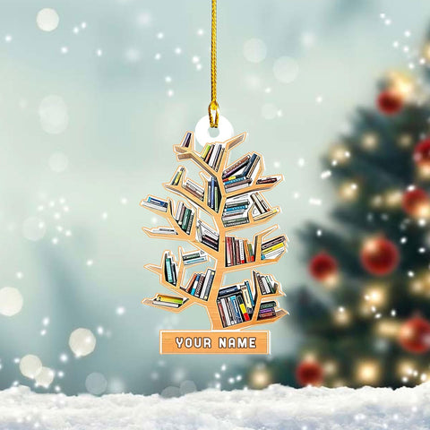 MAPrints Personalized Book Lovers Heart Ornament, Reading Book Xmas Ornament 2024, Bookshelf Wood Ornament Gift for Her Librarian 2D Flat Printed Wood Book Lovers Ornament (Book 10)