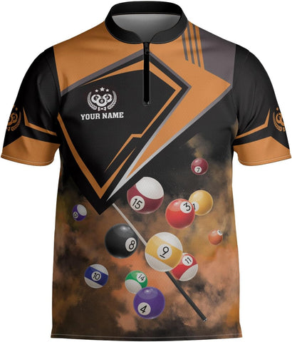 Intenprints Personalized Billiard Jerseys, Billiards Shirts for Men, Custom 8 Pool Billiard Quarter-Zip Pool Billiard Gifts