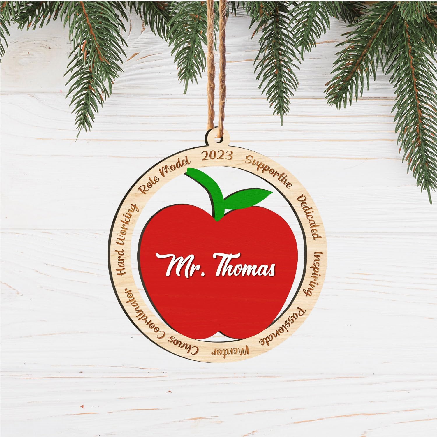 MAPrints Teacher Wood Ornaments Christmas 2024, Teacher Appreciation Gifts for Women, Teacher Wood 2D Flat Ornaments, Thank You Appreciation Ornaments, Keepsake Gifts for Teacher (TC 5)