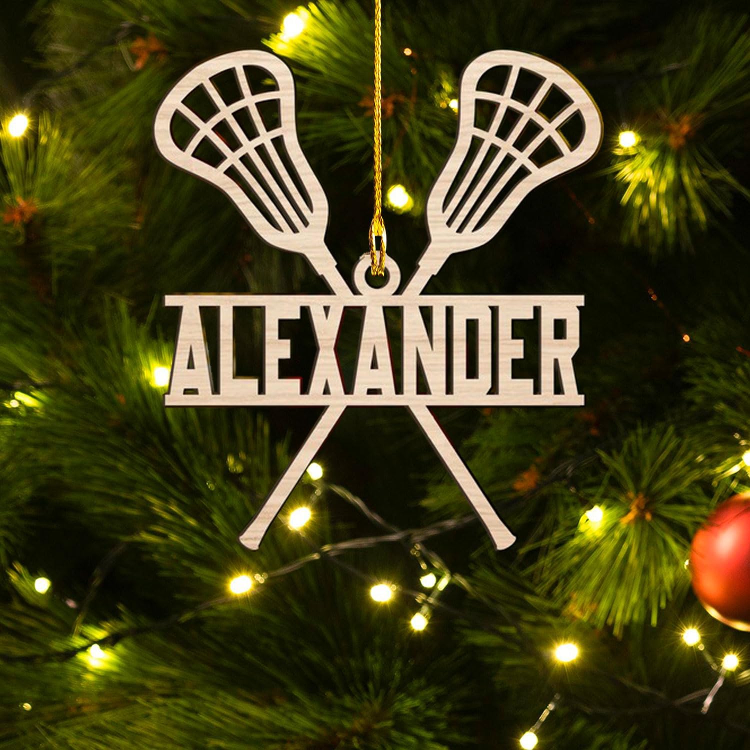 HomeDesign Personalized Lacrosse Ornament, Lacrosse Amor Shape Flat Ornament, Lacrosse Helmet Ornaments, Gifts for Lacrosse Lovers, Lacrosse Players, Lacrosse Christmas Ornament (LA 14)