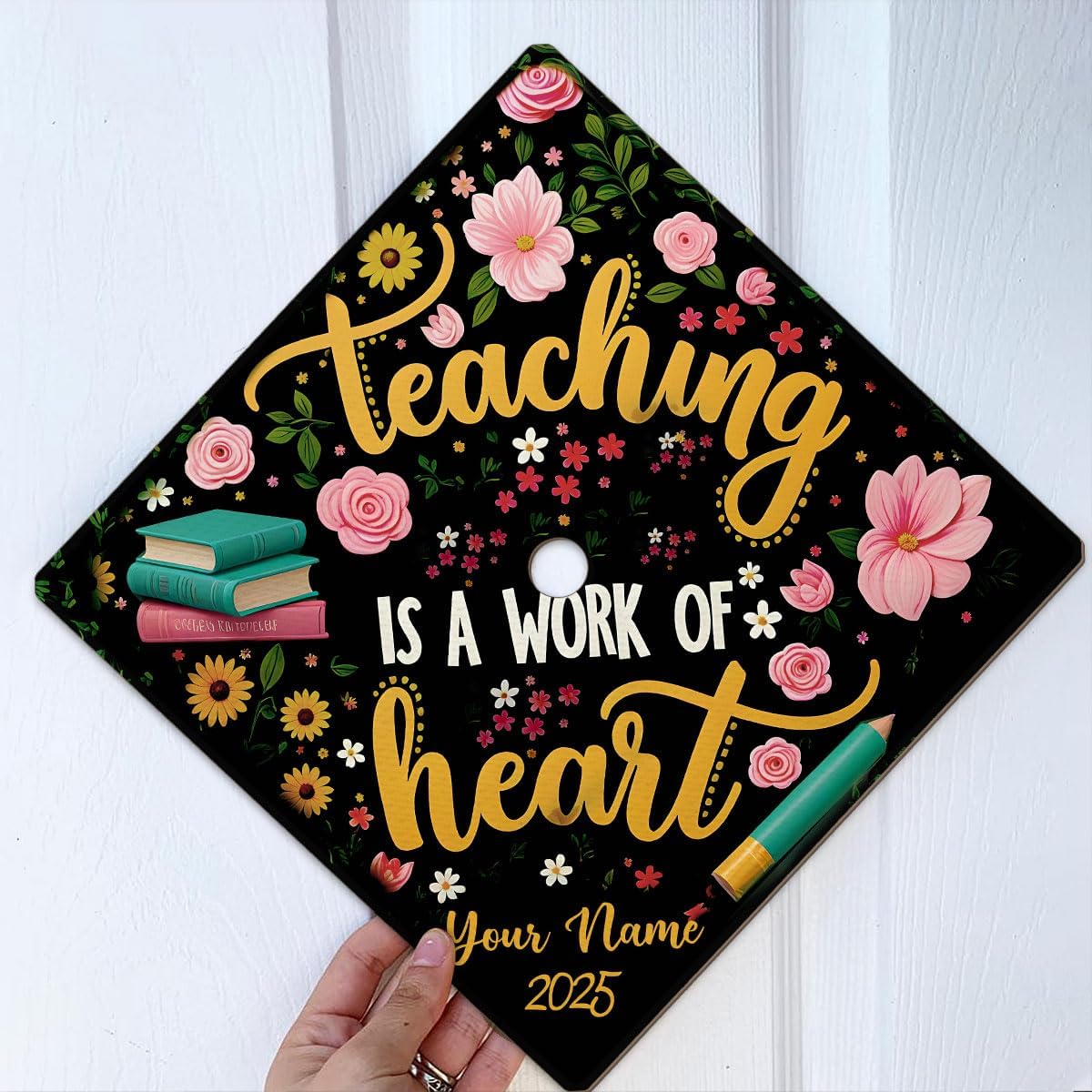 Pretyprints Personalized Teacher Graduation Cap Topper Teacher Gift Class Of 2025 Graduation Cap Decoration Topper