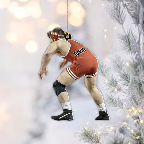 Artparel Personalized Wrestling Ornament Wrestling Helmet Ornaments Wrestling Christmas Ornament Gift for Wrestling Player Wrestling Christmas Tree Ornaments for Boys or Girls (WL15)