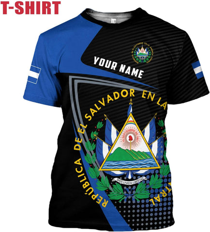 Ligthuy Personalized Name El Salvador Shirt 3D, El Salvador Flag Shirt for Men Women, Unisex T-Shirts S-5XL