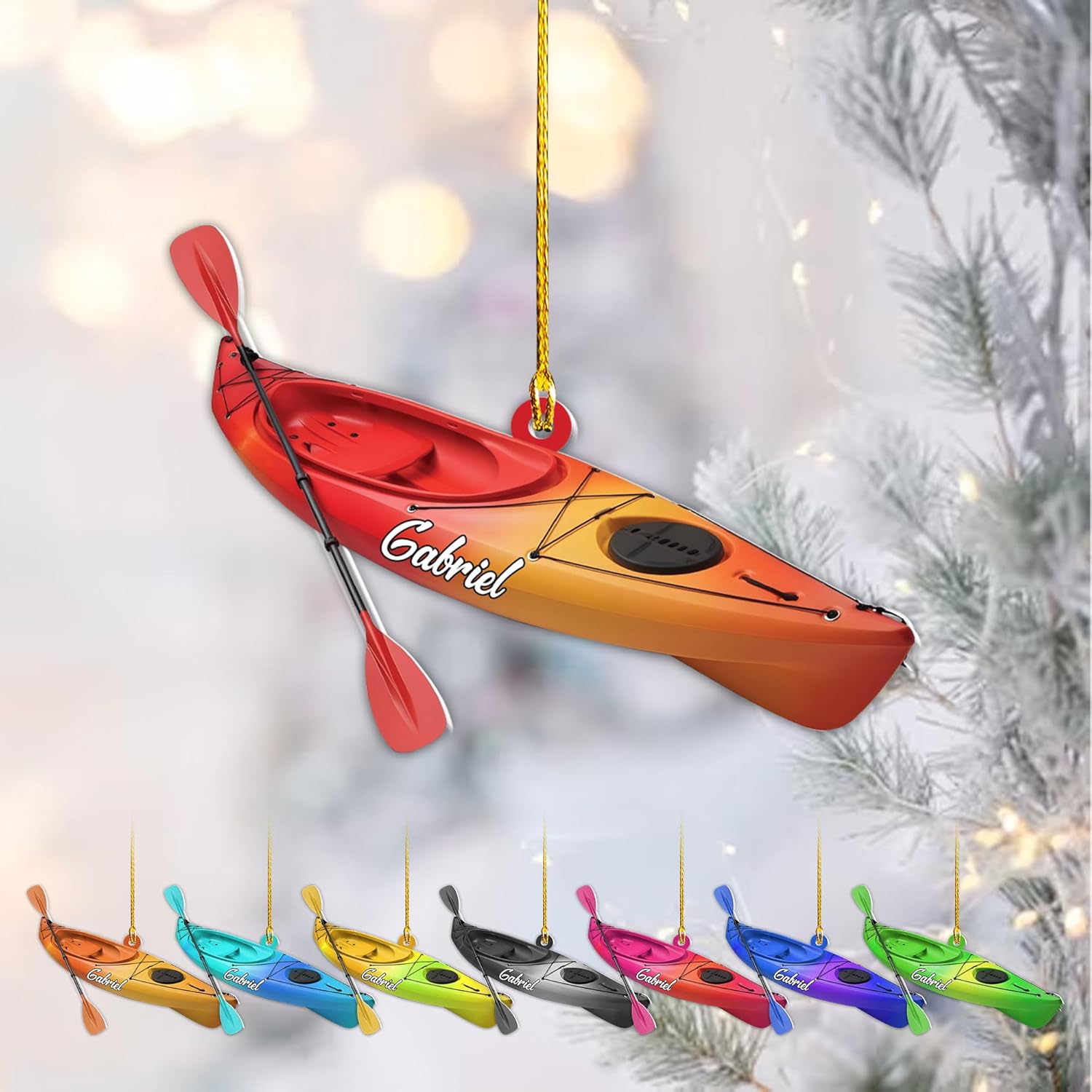 AOVL Personalized Kayak Ornament Lake Kayaking Board Ornament Kayak Gift for Christmas Tree Kayaking Christmas Ornament Kayaking Gifts Ornaments (KY6)
