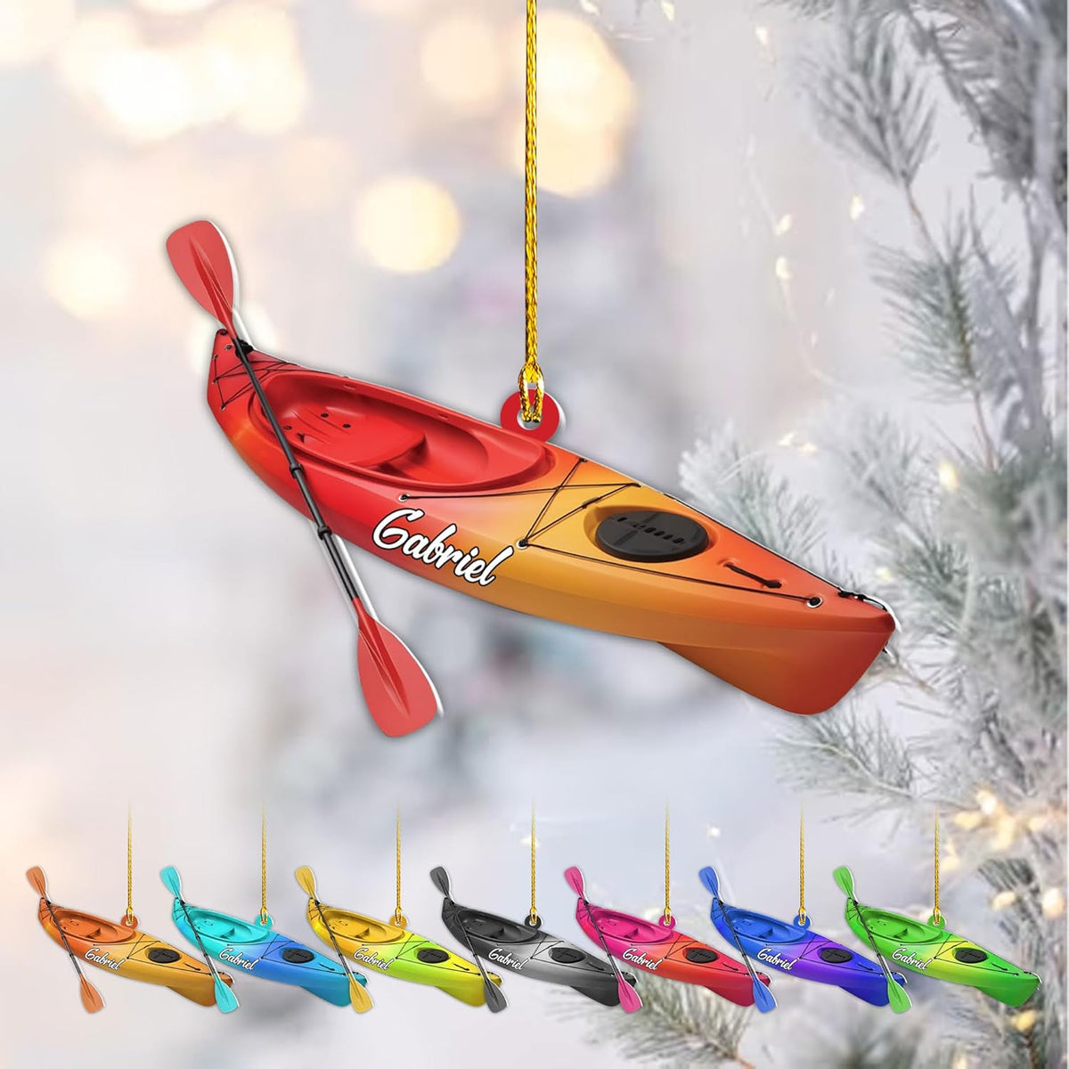 AOVL Personalized Kayak Ornament Lake Kayaking Board Ornament Kayak Gift for Christmas Tree Kayaking Christmas Ornament Kayaking Gifts Ornaments (KY6)