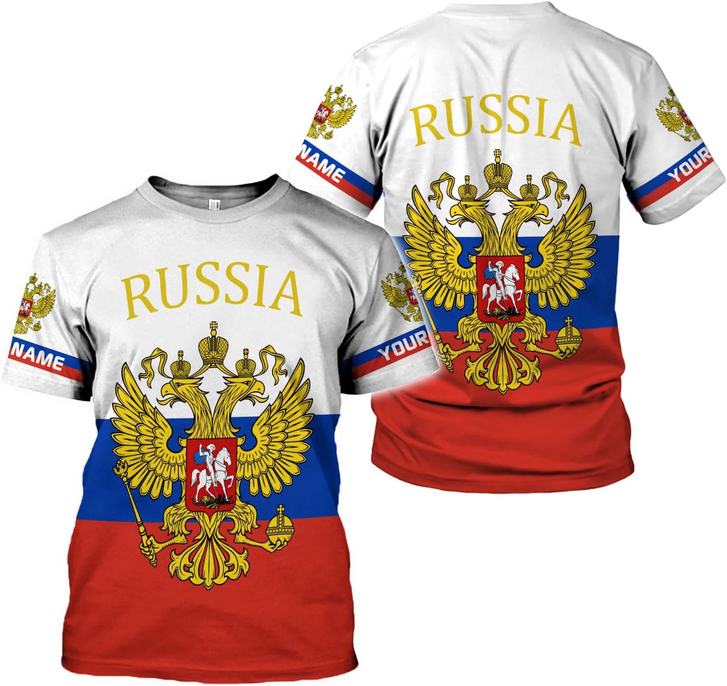 Personalized Russia Shirts Russian Shirt Russian Unisex Shirts Russia Flag Pride Shirts Russia Flag Coat of Arms Shirts