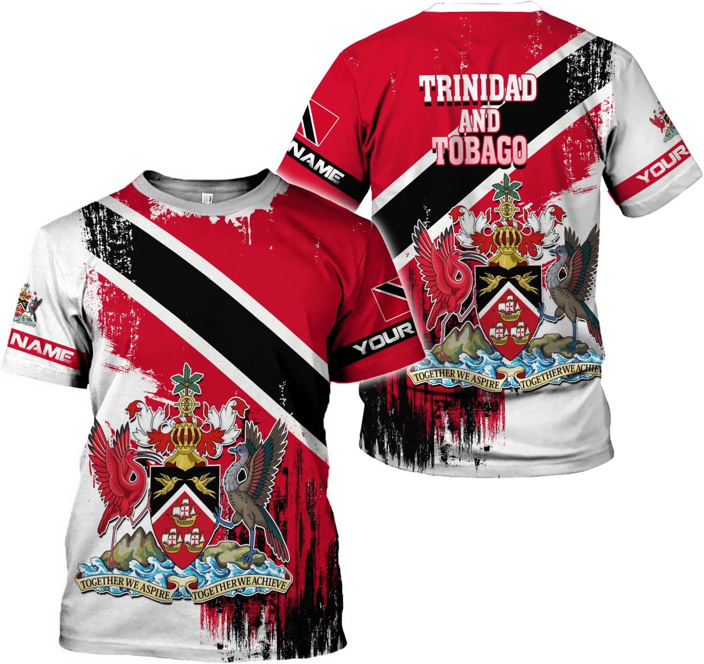 Artparel Personalized Trinidad and Tobago Shirt Trinidad and Tobago Coat of Arms Flag ShirtsTrinidad and Tobago Crest