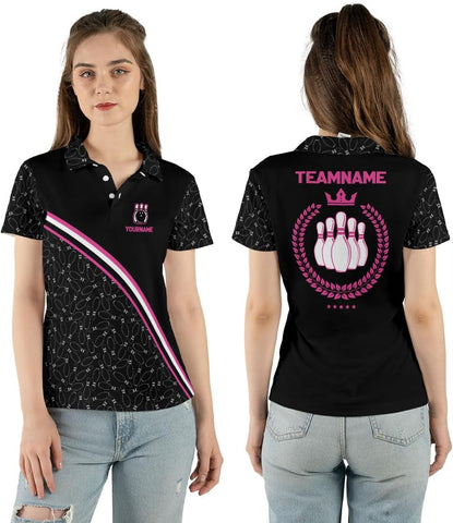 Personalized Bowling Shirts for Women, Custom Name Women Bowling Jersey, Ladies Bowling Polo Shirt for Team